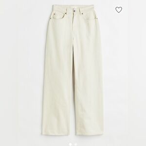 Loose fit wide leg jeans, cream size 14
